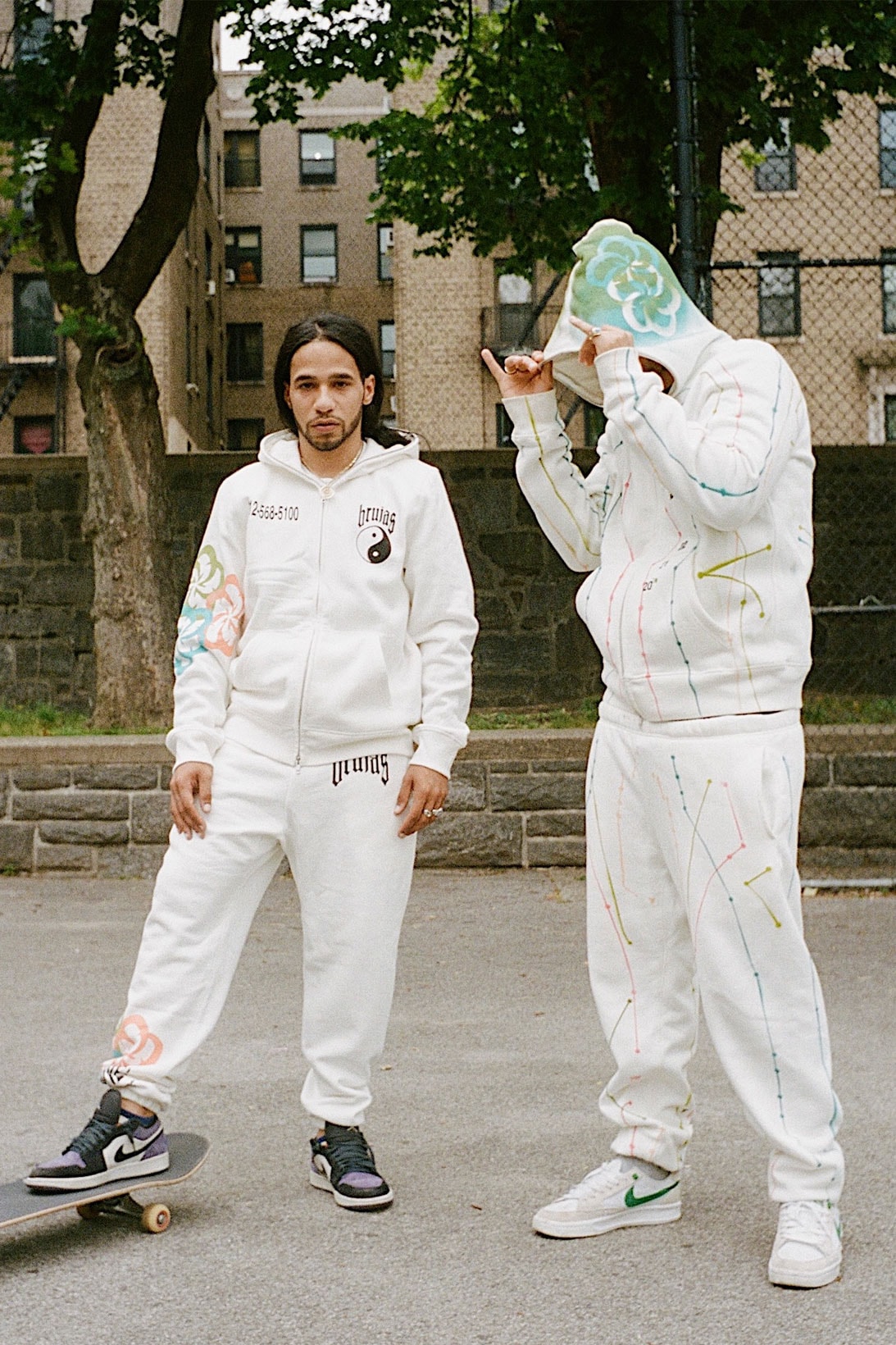 BRUJAS "WORLD SHINE" Collection white sweatsuit acupuncture