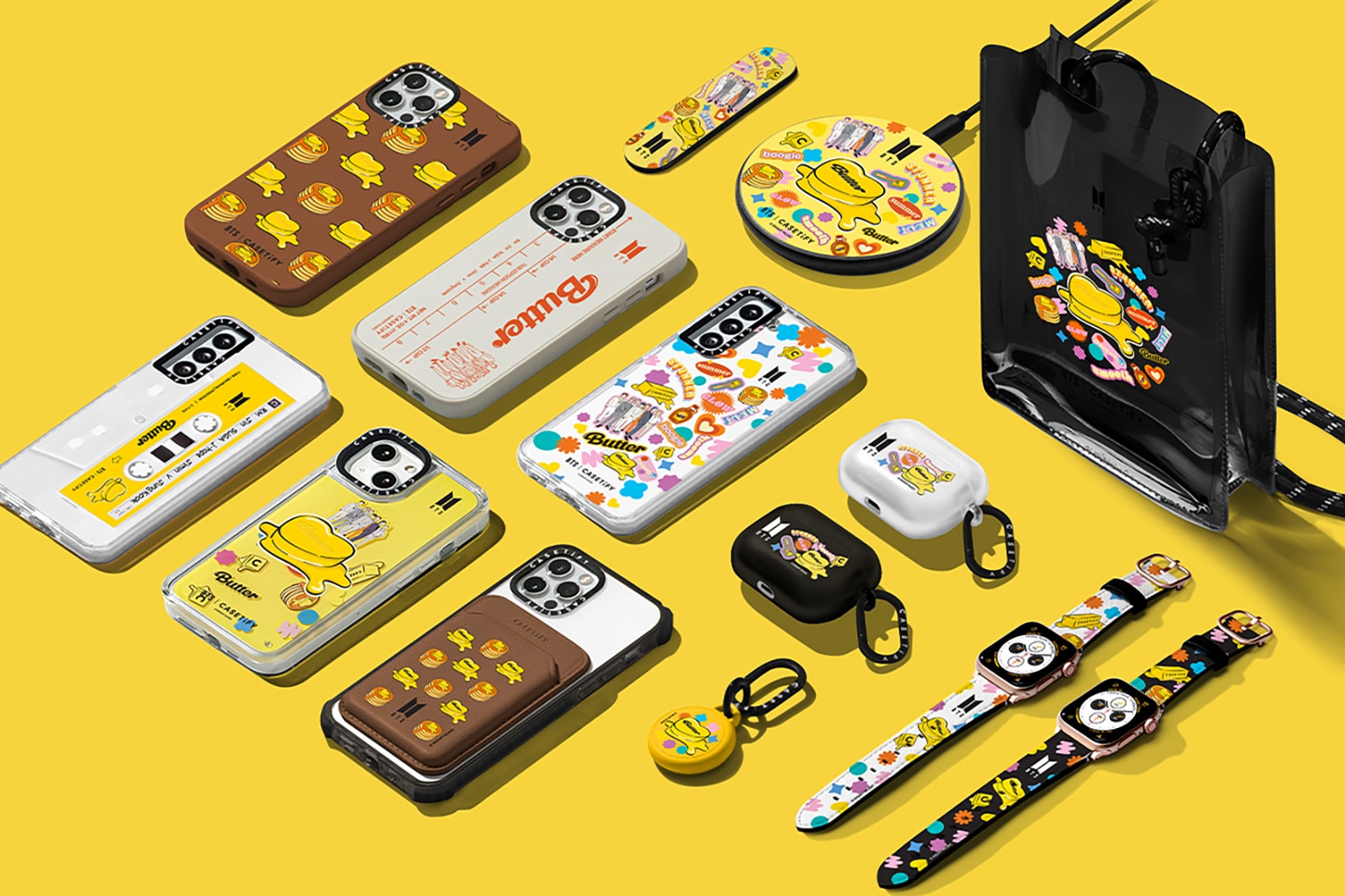 bts casetify butter collaboration collection tech accesories apple iphone cases airpods watch pouch wireless charger