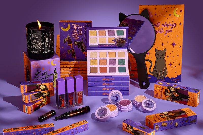 colourpop disney hocus pocus coven crew collaboration eyeshadow palette lipsticks makeup candles