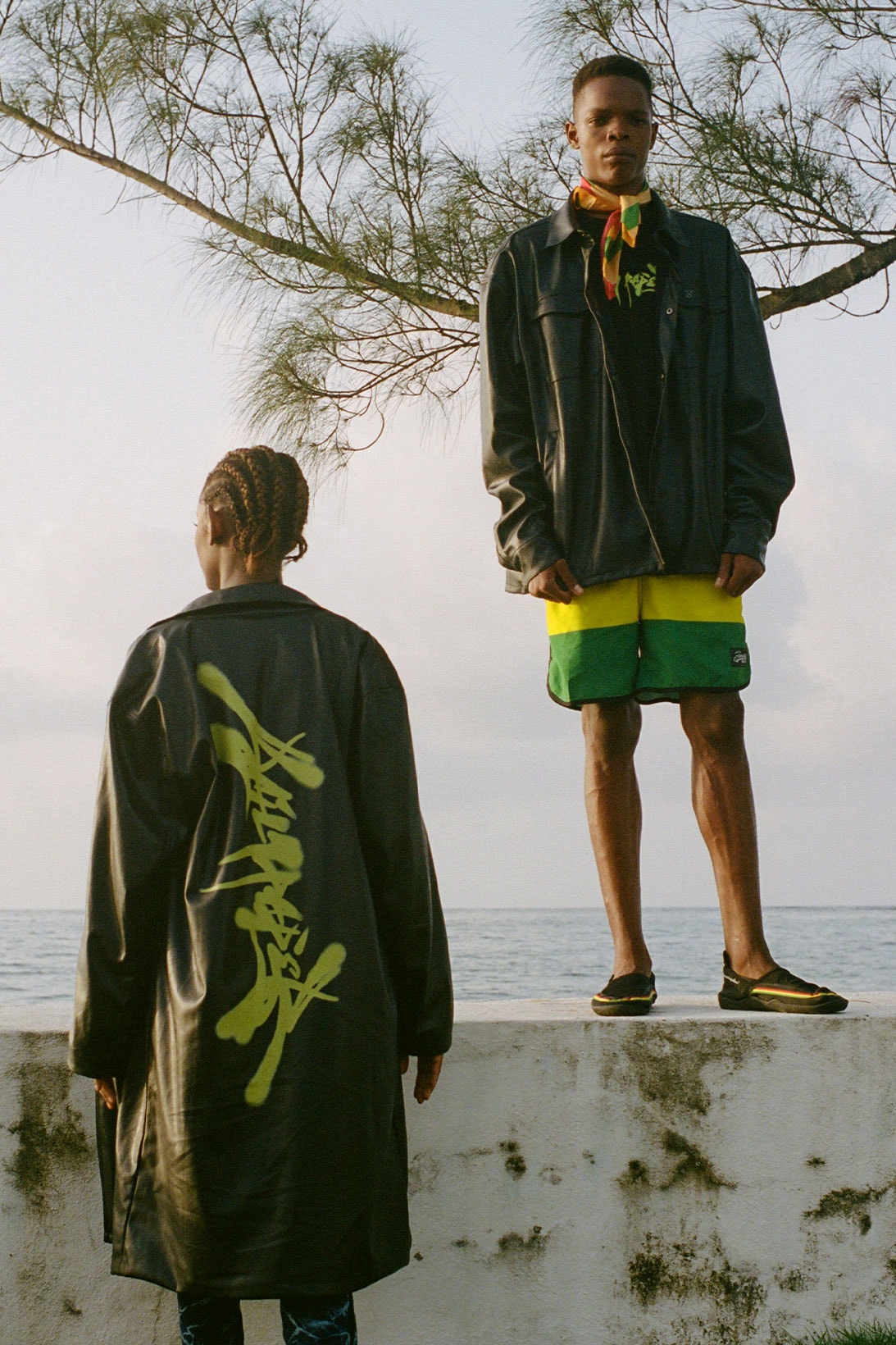 Daily Paper Jamaica FW21 Capsule black graphic outerwear yellow green shorts
