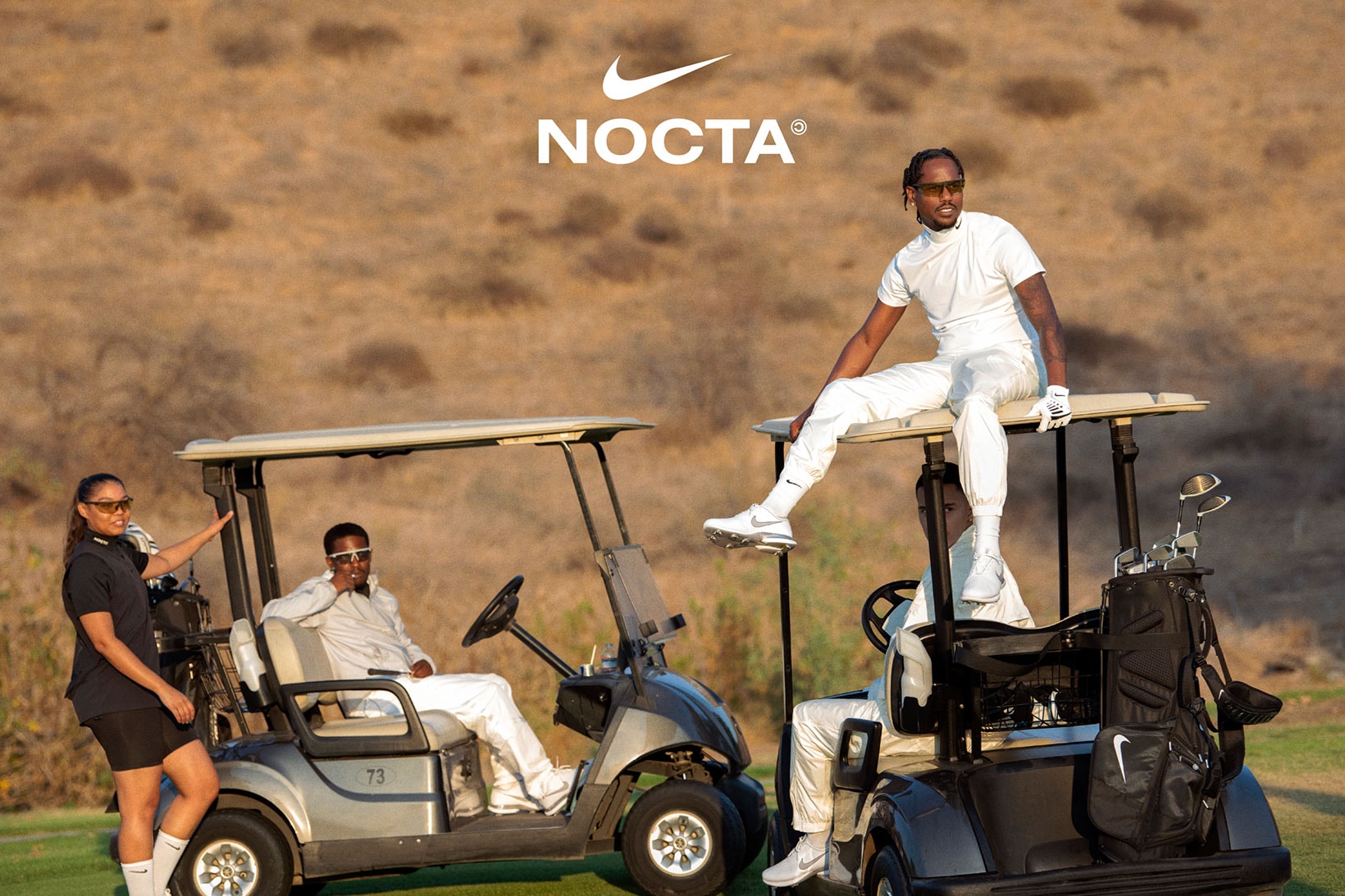 Drake NOCTA Nike Golf Collection Cart Caddy All White Outfit