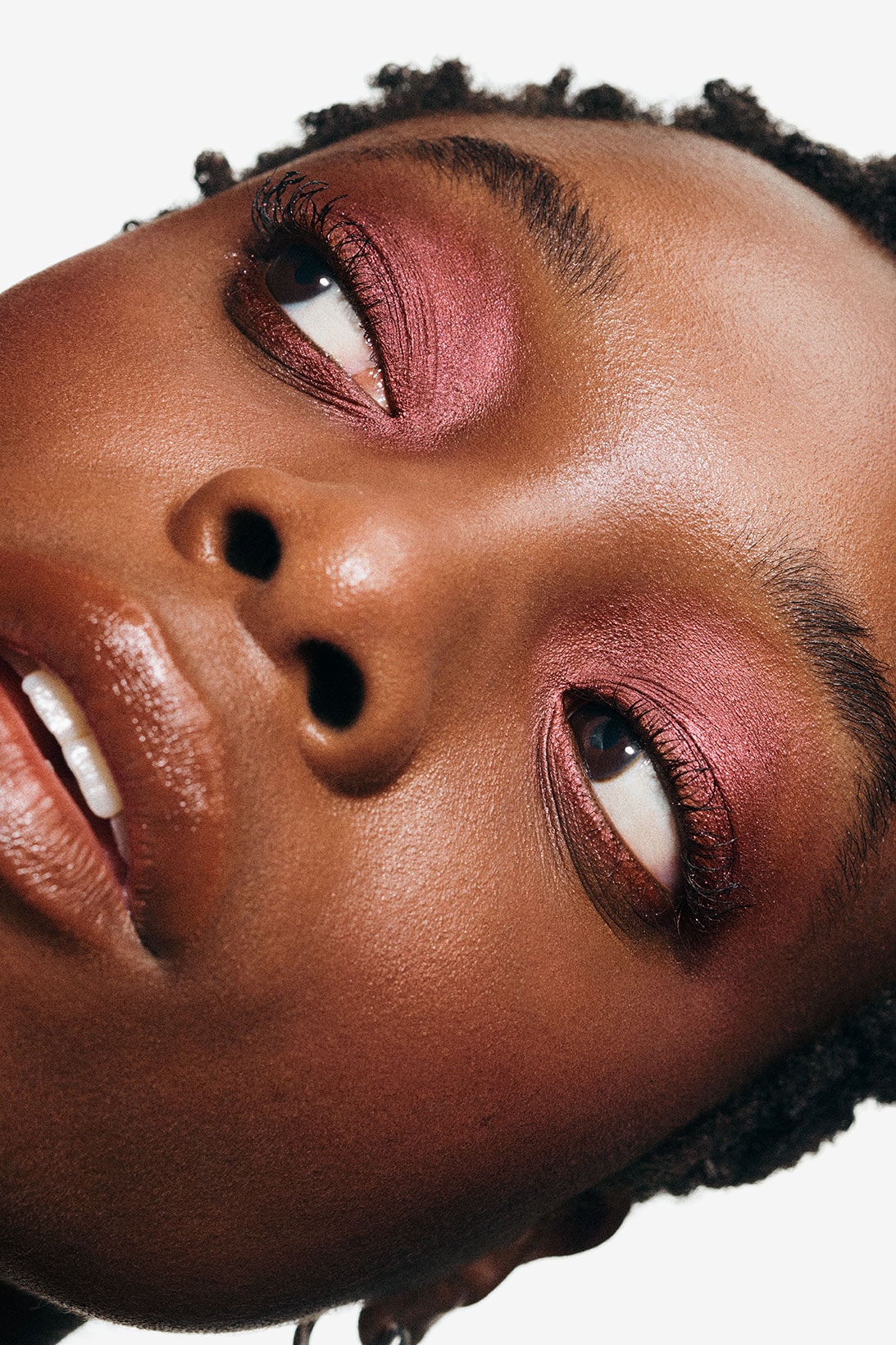 Glossier Monochromes Eyeshadow Makeup Face Closeup Pink