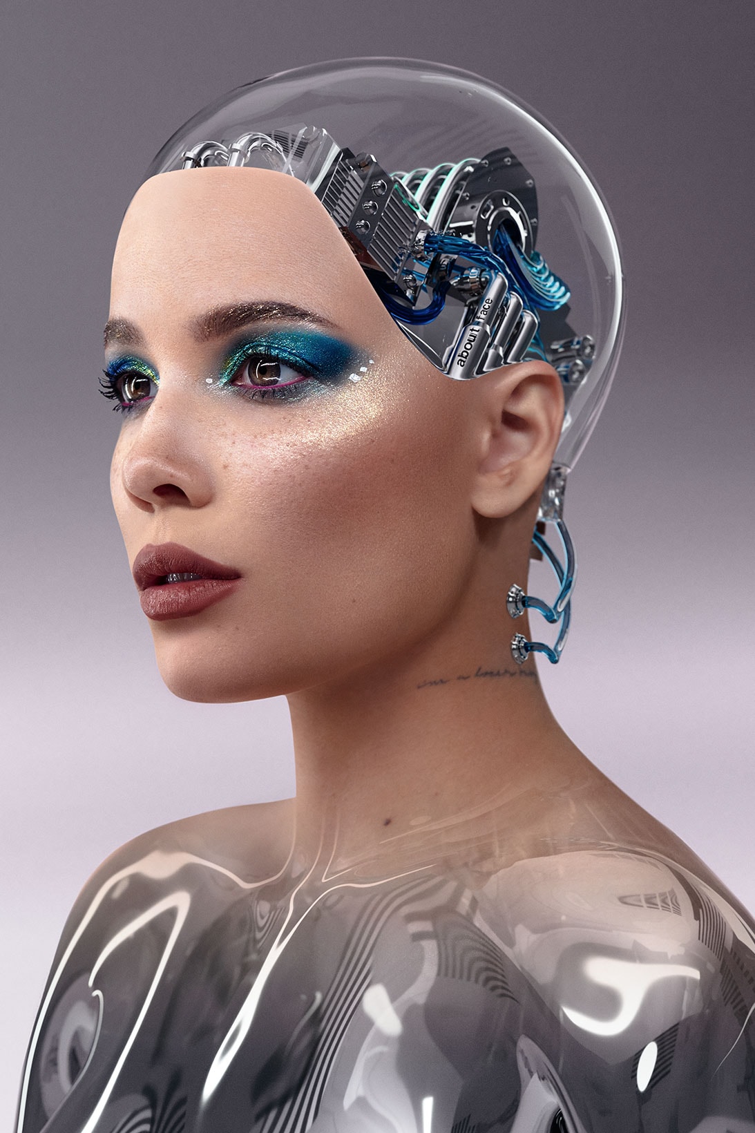 Halsey about-face Fractal Makeup Glitter Cyborg Robot