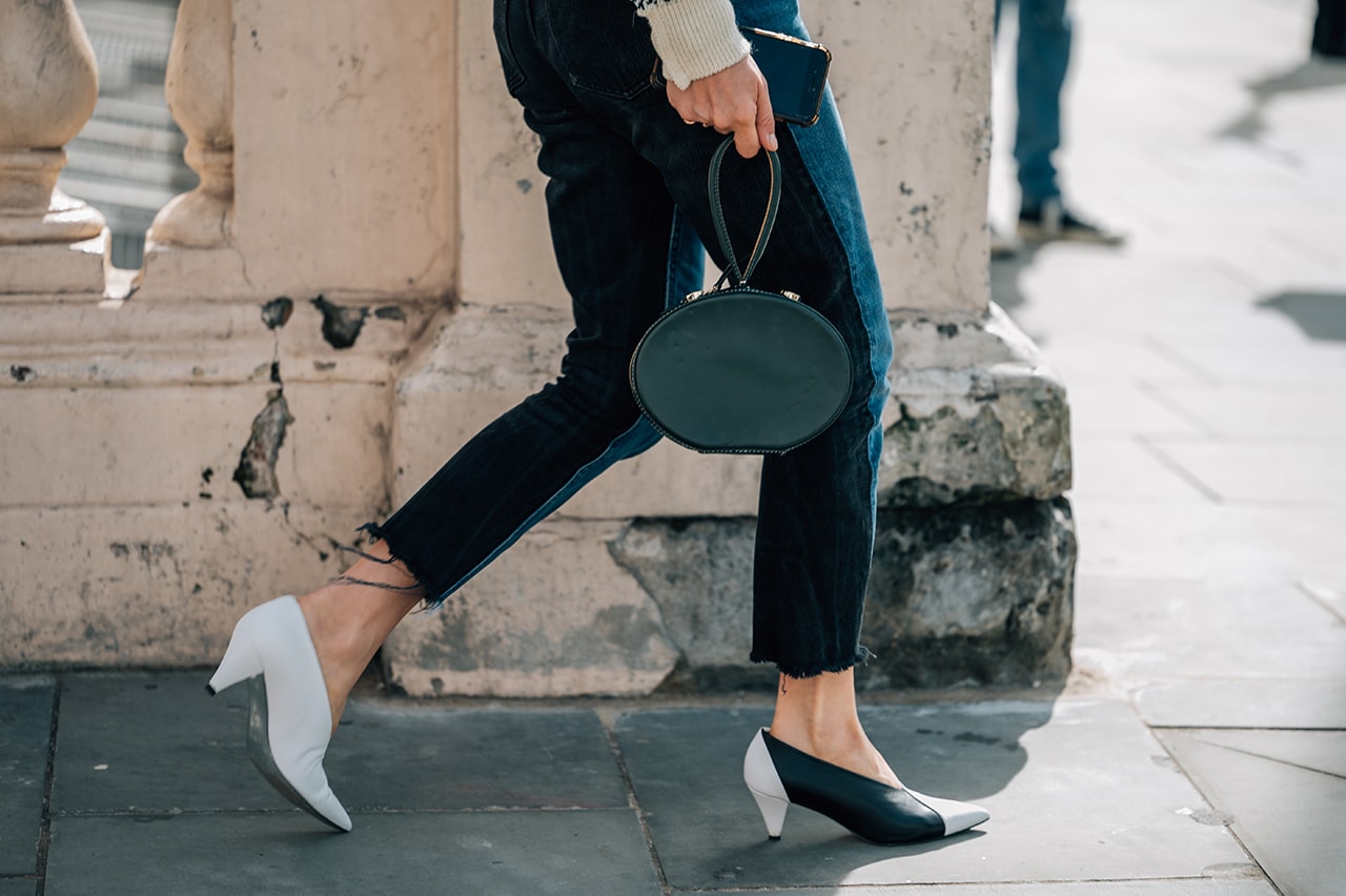 London Fashion Week SS22 Spring Summer 2022 Street Style Looks Outfits Influencer Celine Heels White Black