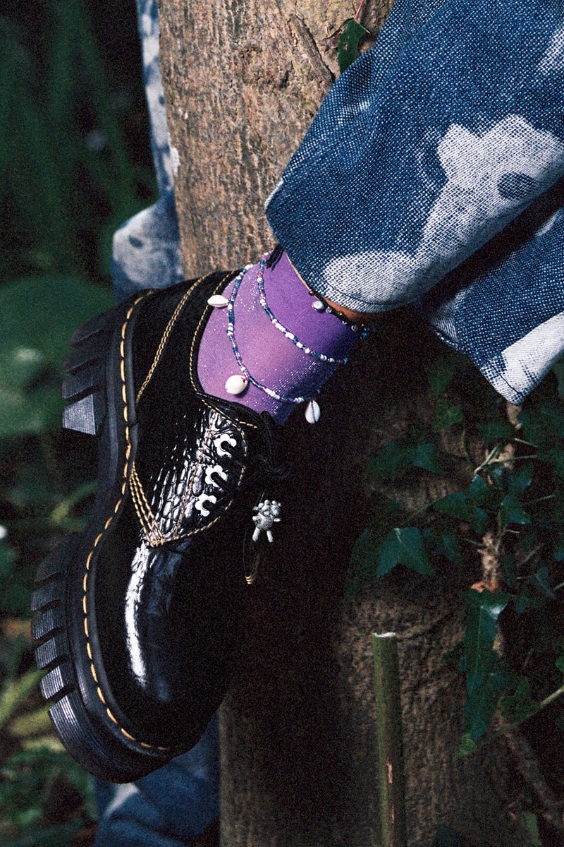 Heaven by Marc Jacobs Dr. Martens Audrick 8i HMJ Croc Shoe Jeans Purple Socks