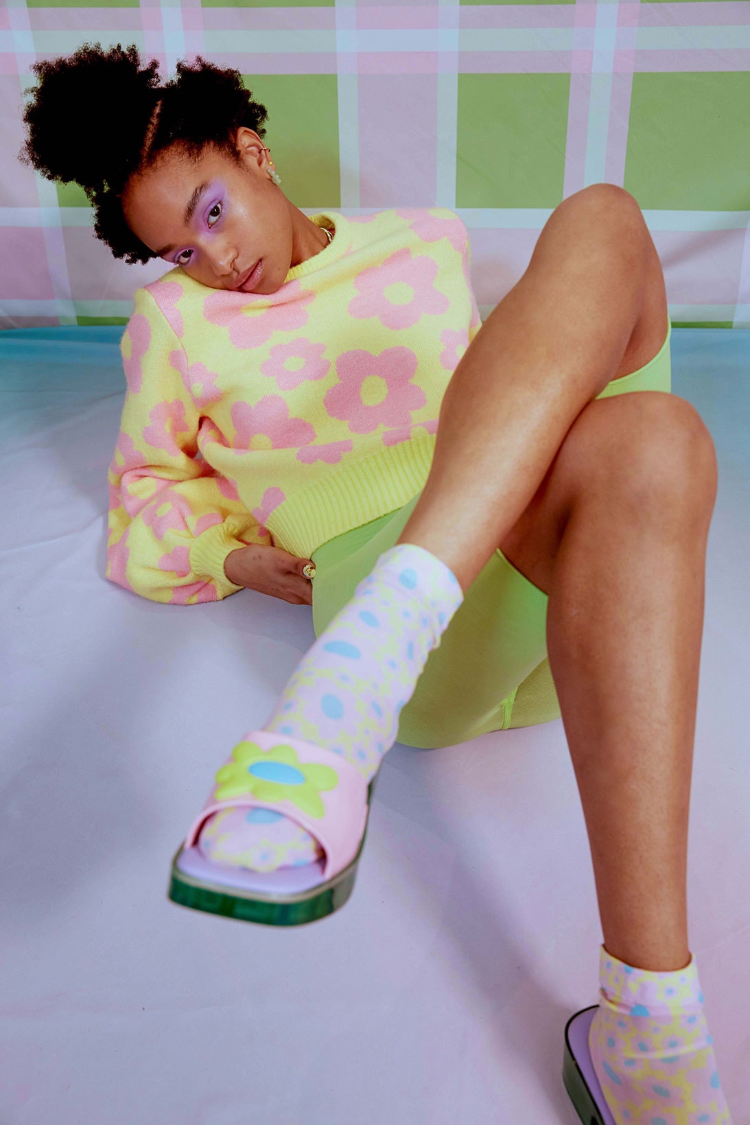Melissa Lazy Oaf Mules Sandals Collaboration Flower Socks Sweater Lazy Winter