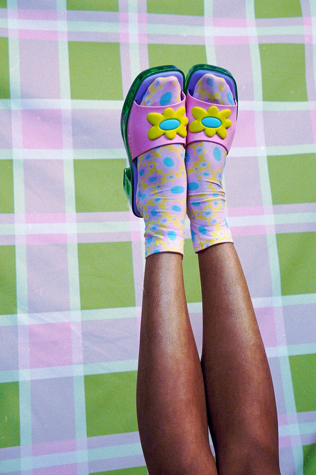 Melissa Lazy Oaf Mules Sandals Collaboration Flower Print Socks