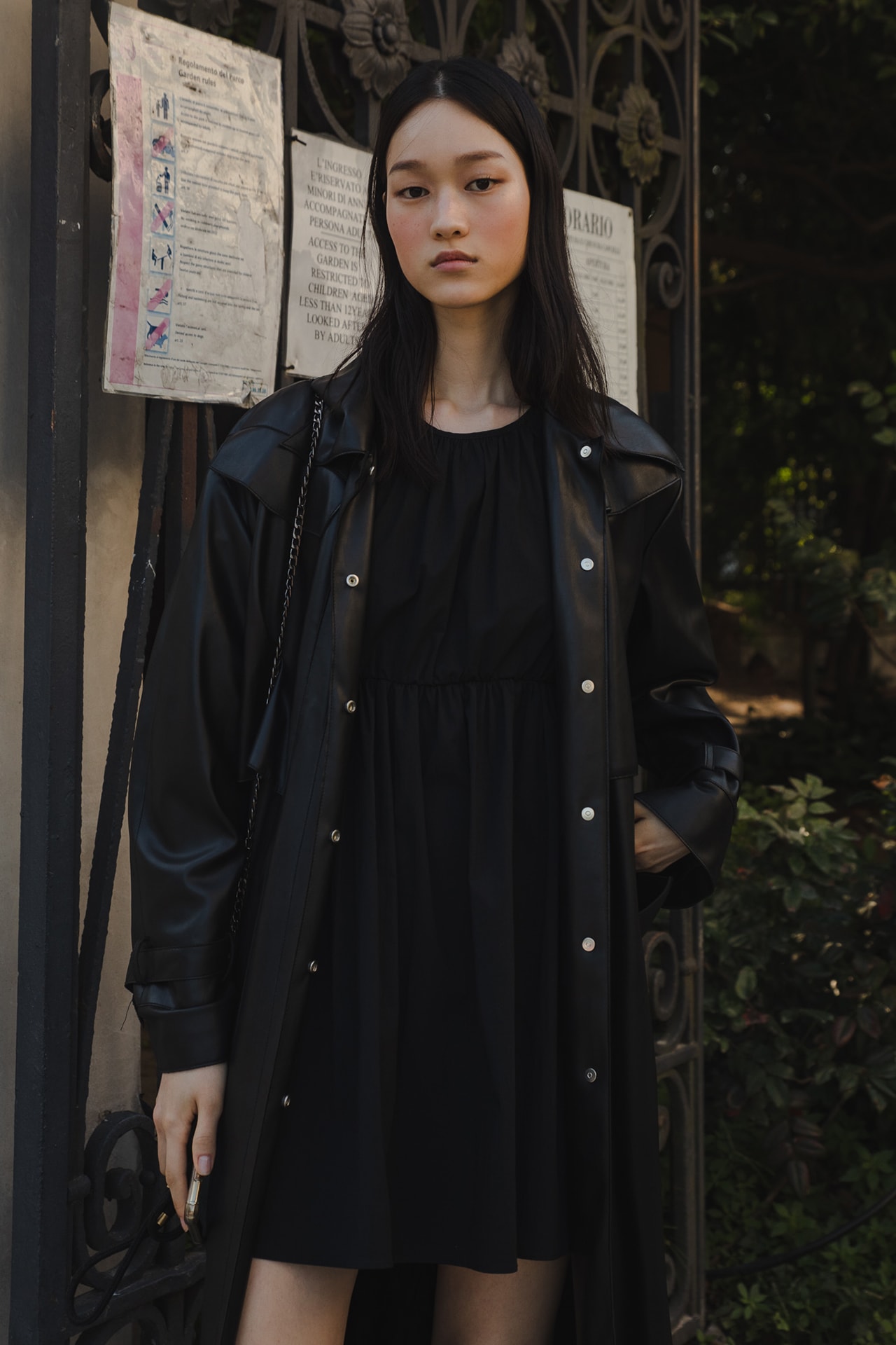 Milan Fashion Week Street Style Spring Summer 2022 SS22 Model Influencer Outfit Black Dress Coat