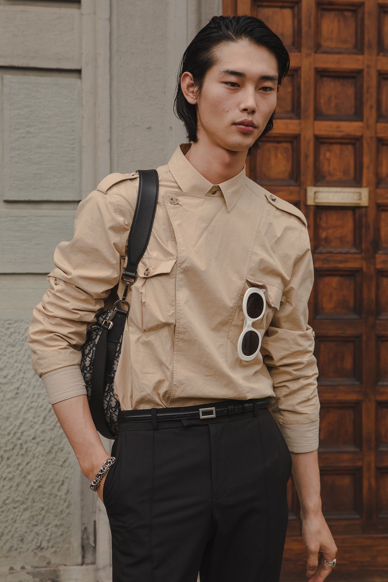Tae Min Park Korean Male Model Off Duty Milan Fashion Week Street Style Spring Summer 2022 SS22 Influencer Outfit