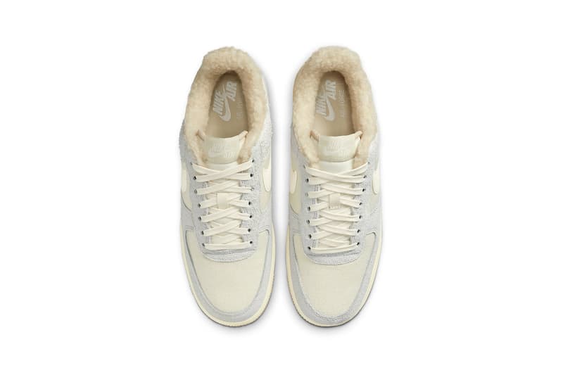 Nike Air Force 1 Low Sherpa Fleece Tan Cream Gray Footwear Kicks Shoes Sneakers AF1 Aerial Top Insoles