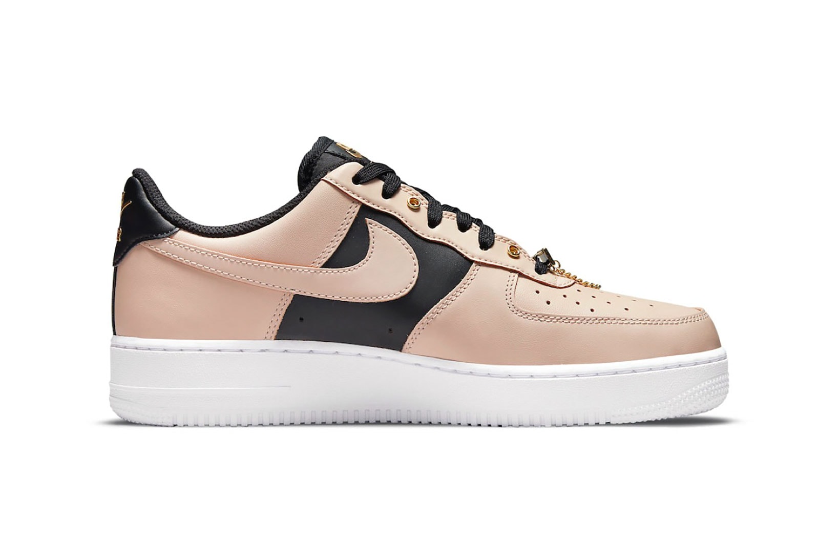 Nike Air Force 1 AF1 Particle Beige Tan Black Gold White Sneakers Shoes Kicks Footwear Lateral