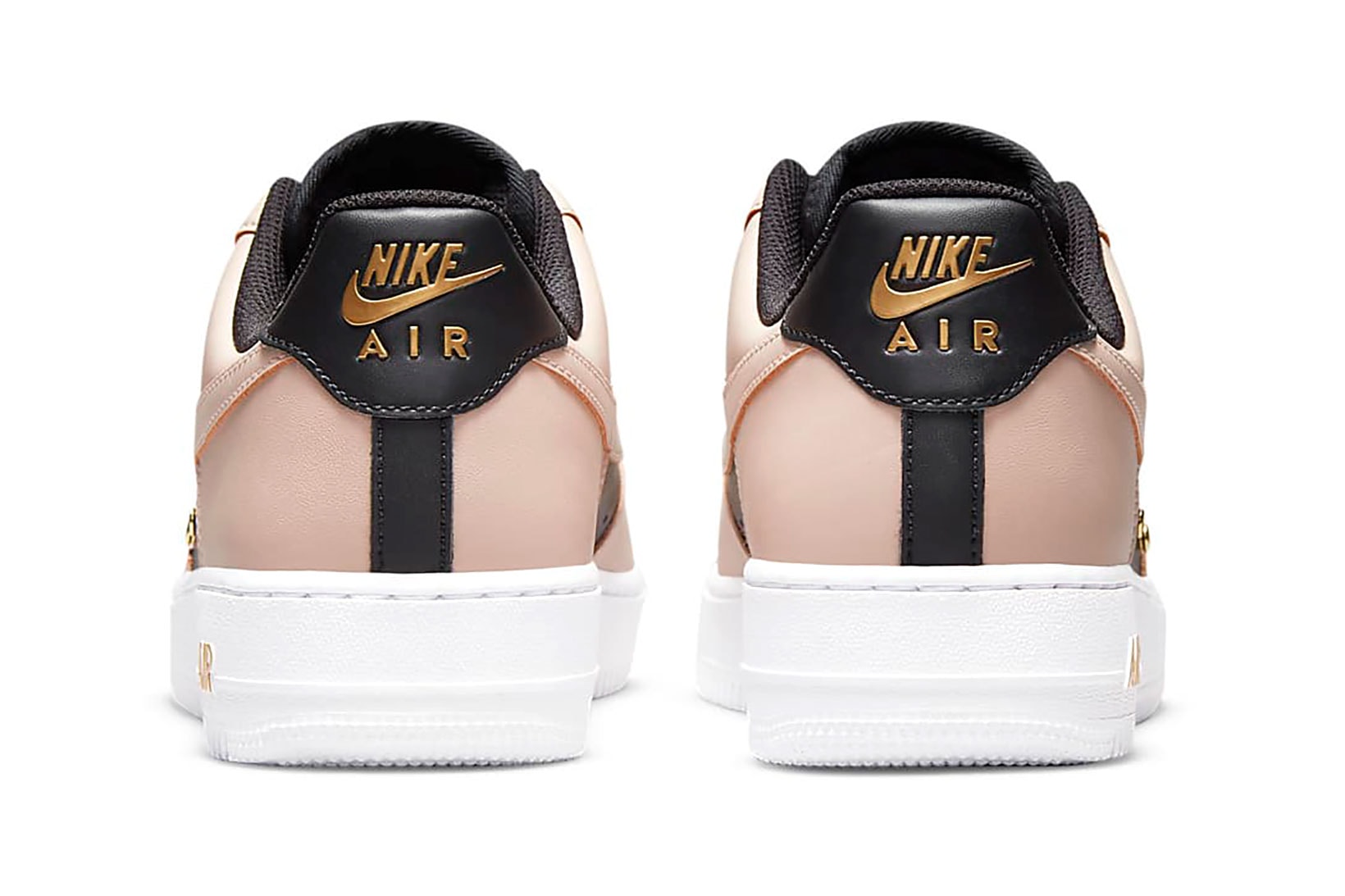 Nike Air Force 1 AF1 Particle Beige Tan Black Gold White Sneakers Shoes Kicks Footwear Heel