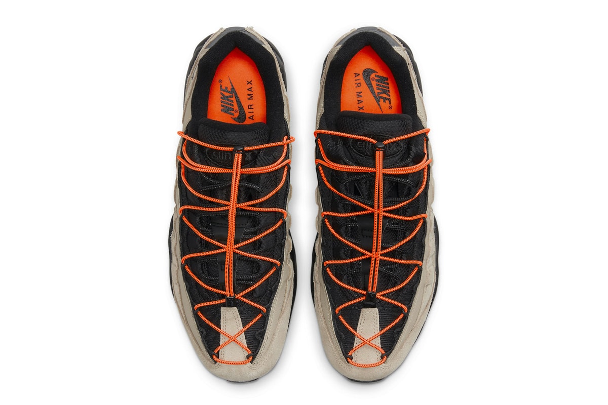 Nike Air Max 95 AM95 Khaki Black Orange Toggle Speed Lacing Tongue Upper Footbed Insoles
