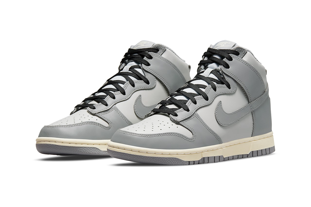 Nike Dunk High Gray Tonal Upper Shoelaces Toe box