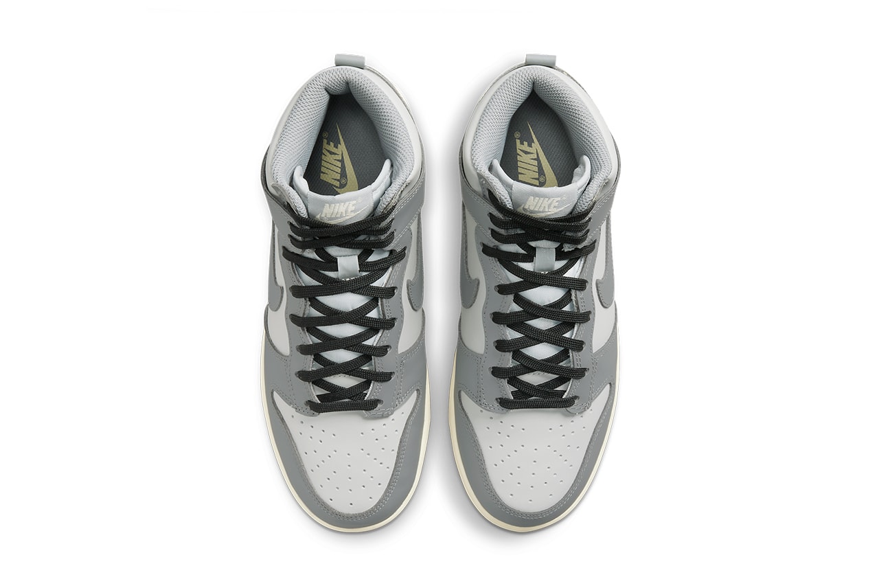 Nike Dunk High Gray Tonal Upper Shoelaces Tongue