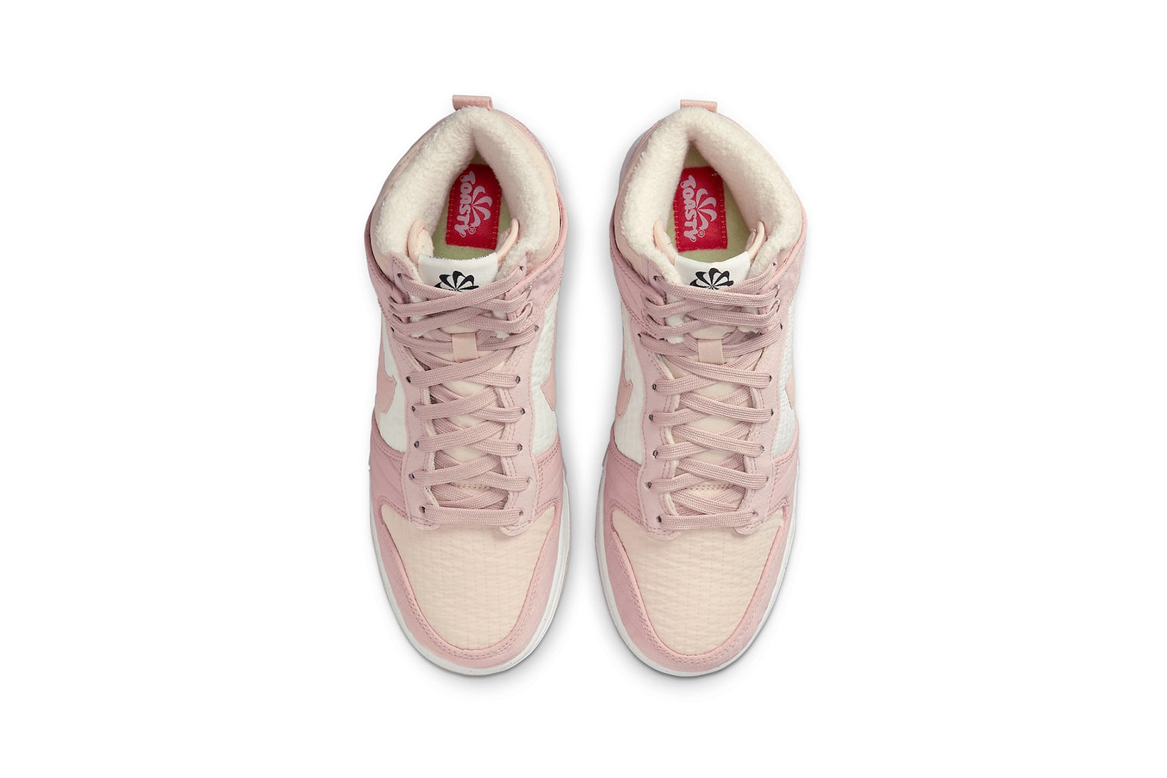 Nike Dunk High Toasty Pink White Womens Sneakers Shoes Kicks Footwear Sustainable Top View Insoles