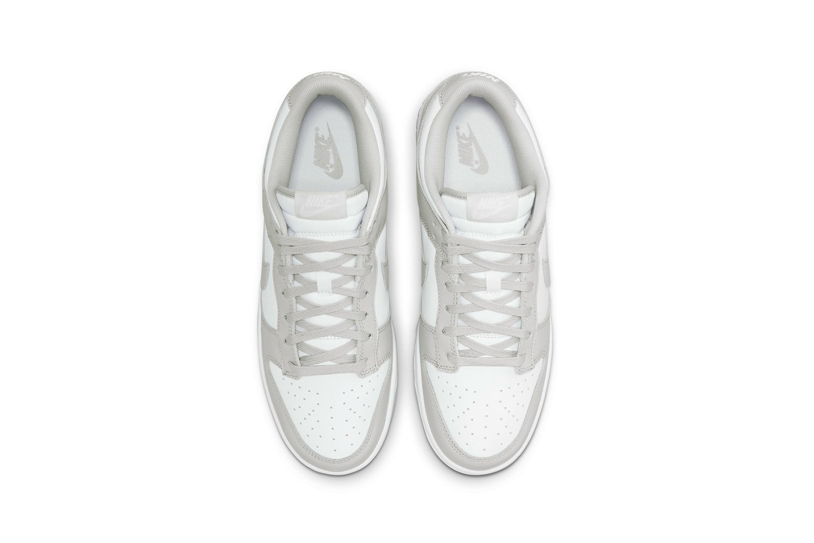 Nike Dunk Low Grey Fog White Sneakers Footwear Kicks Shoes Sneakerhead Aerial Top View Insole