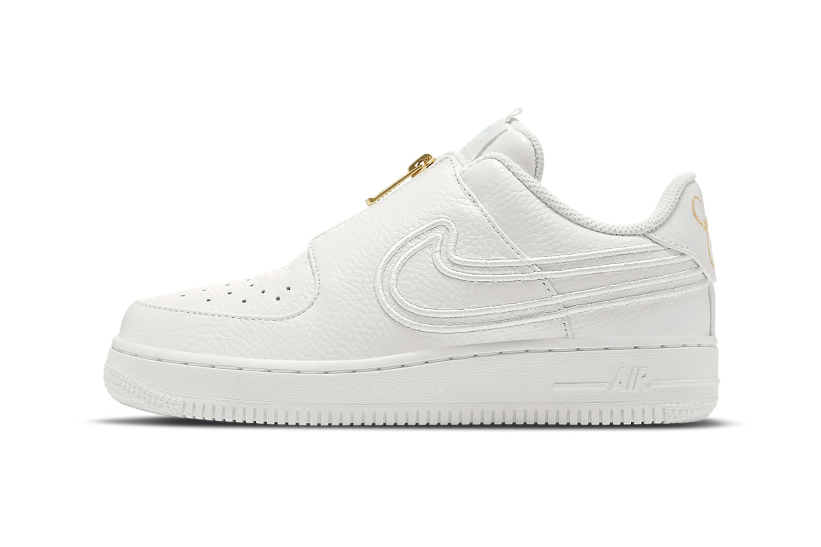 Serena Williams Nike Air Force 1 LXX Zip Sneakers Collaboration Footwear Kicks White Gold Lateral