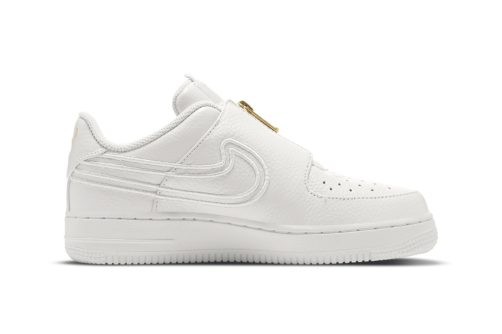 Serena Williams Nike Air Force 1 LXX Zip Sneakers Collaboration Footwear Kicks White Gold Lateral