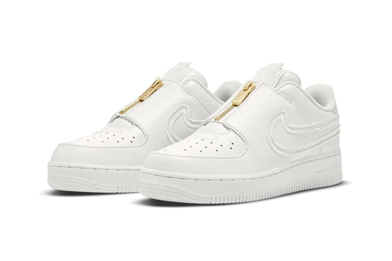 Serena Williams Nike Air Force 1 LXX Zip Sneakers Collaboration Footwear Kicks White Gold Lateral