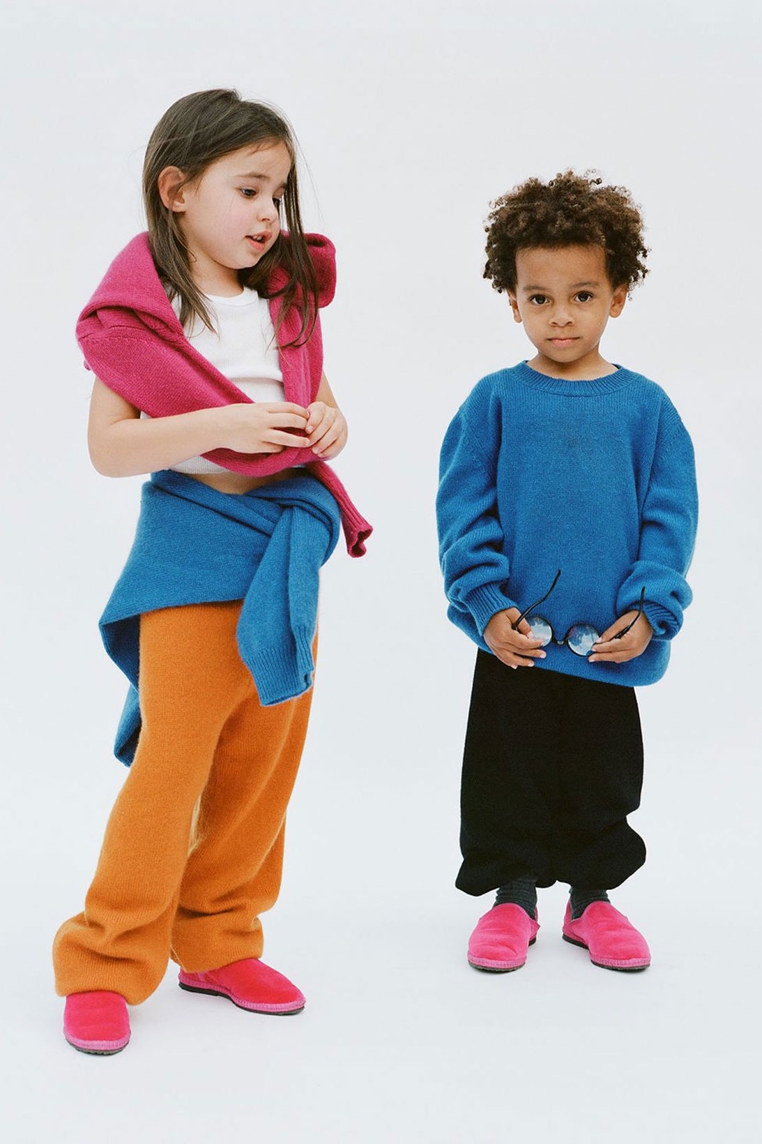 The Row Kids Childrenswear Capsule Collection Sweater Sweatshirt Pants Orange Blue