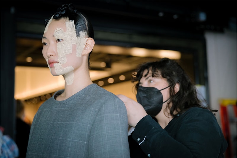 Thom Browne NYFW Spring/Summer 2022 SS22 Backstage Makeup Mask Hair
