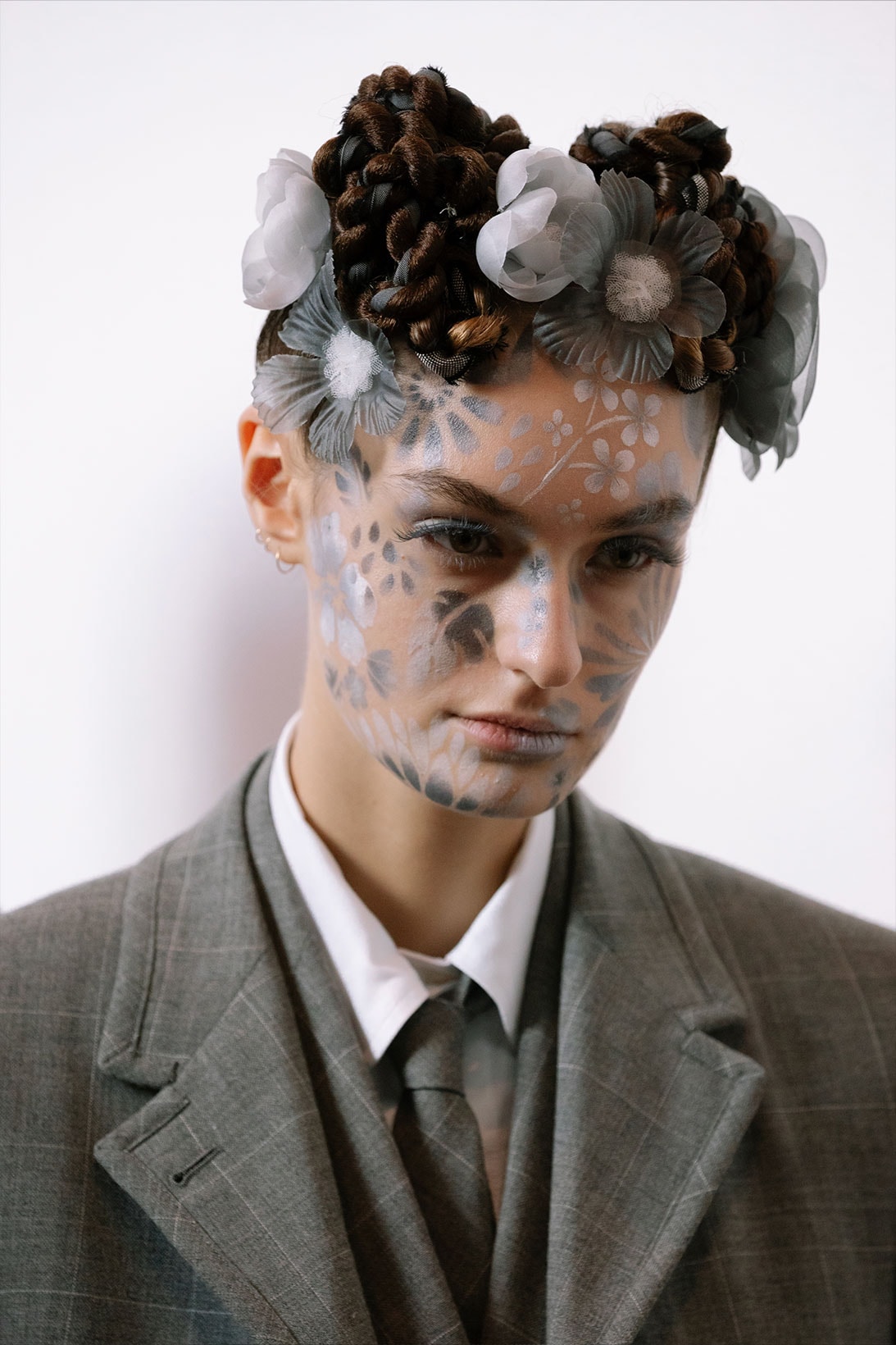 Thom Browne NYFW Spring/Summer 2022 SS22 Backstage Makeup Tie Closeup