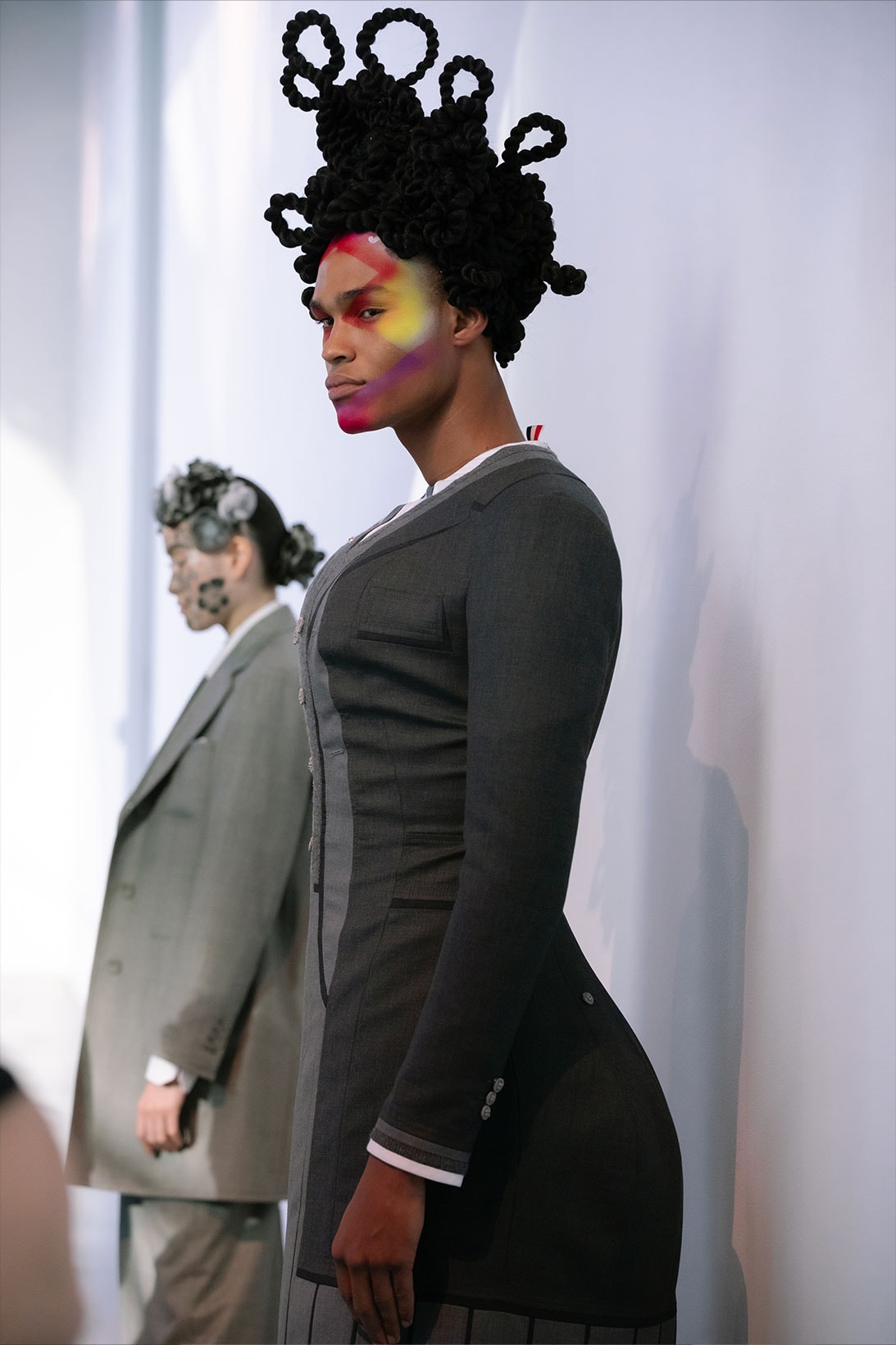 Thom Browne NYFW Spring/Summer 2022 SS22 Backstage Hair Makeup Suit Dress