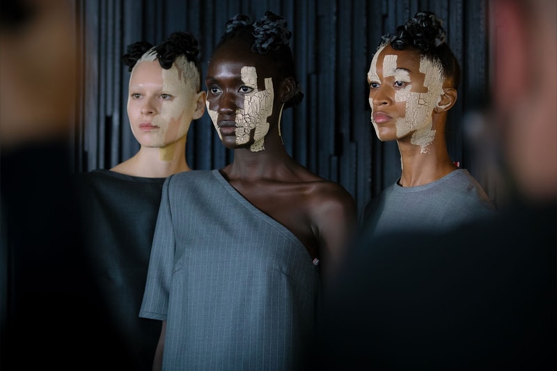 Thom Browne NYFW Spring/Summer 2022 SS22 Backstage Makeup Paint Dress