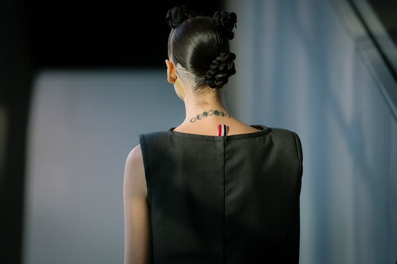 Thom Browne NYFW Spring/Summer 2022 SS22 Backstage Dress Back Bun