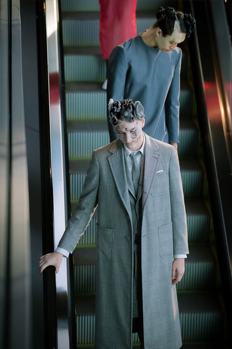 Thom Browne NYFW Spring/Summer 2022 SS22 Backstage Coat Jacket Escalators