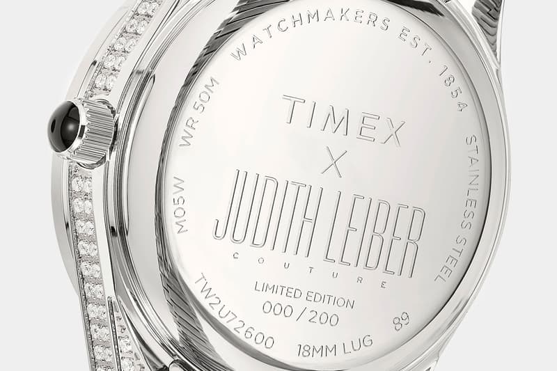 Timex x Judith Leiber Q Timex watch case back imprint crystals