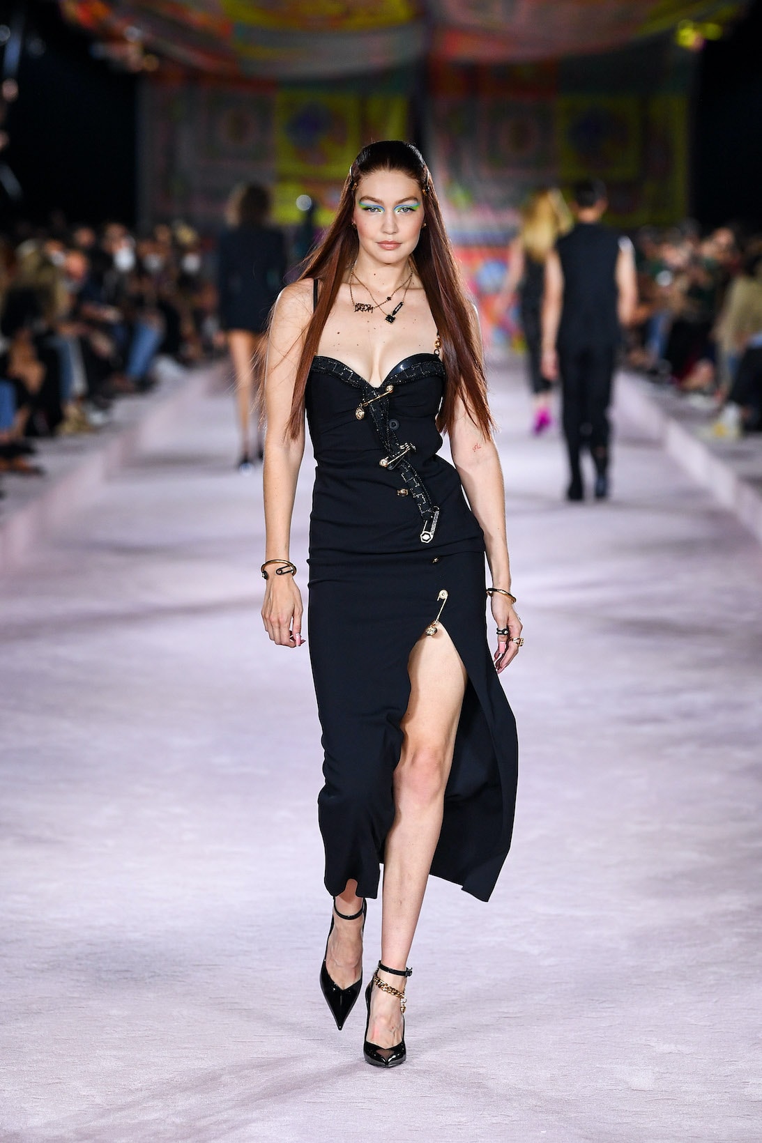 Gigi Hadid walks the Versace runway in Milan