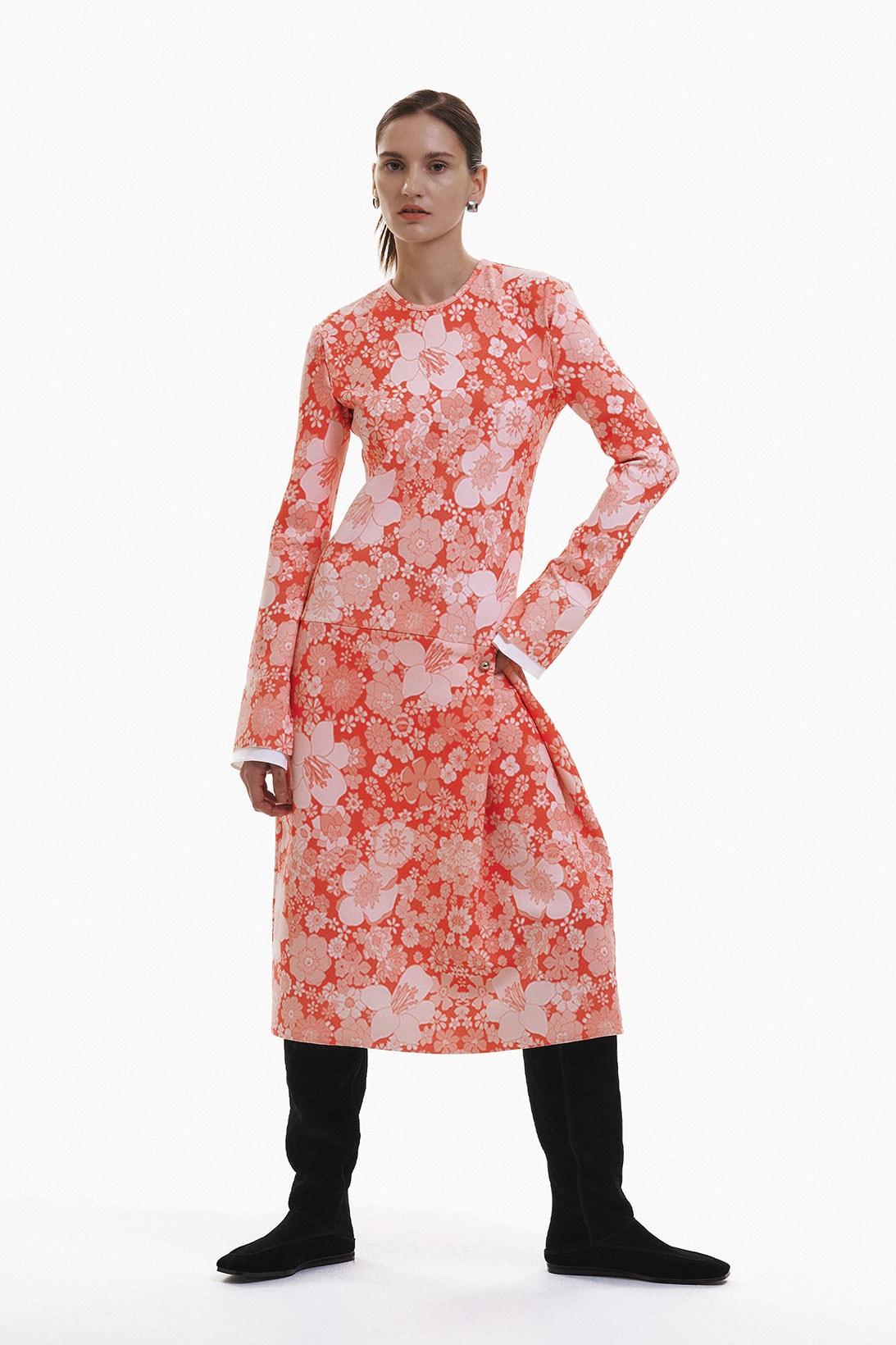 YUNSÉ Fall/Winter 2021 Collection Lookbook Tension and Relaxation Flower Print Dress Boots