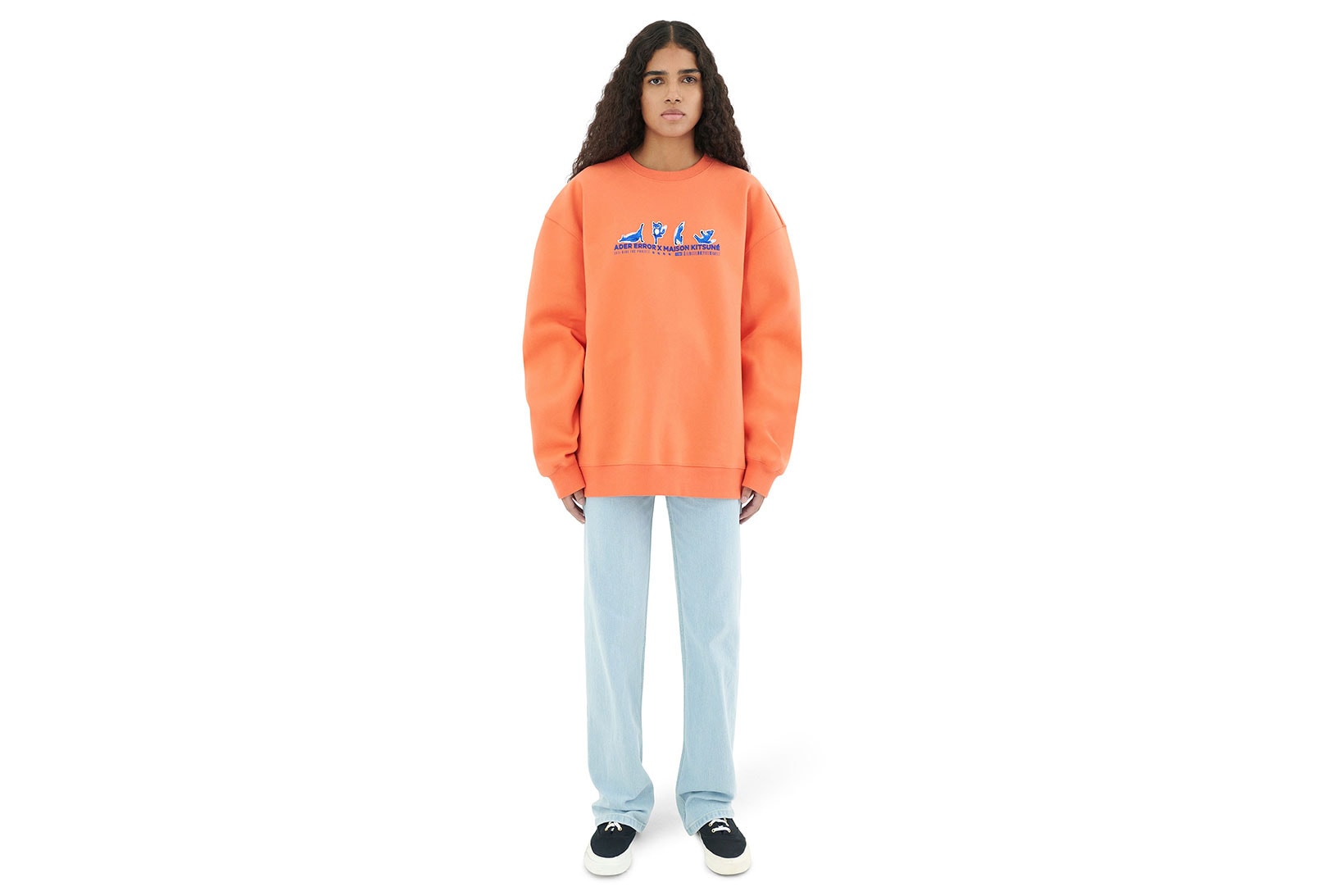 ADERERROR Maison Kitsune The Bluest Fox Collaboration Coral Orange Sweatshirt