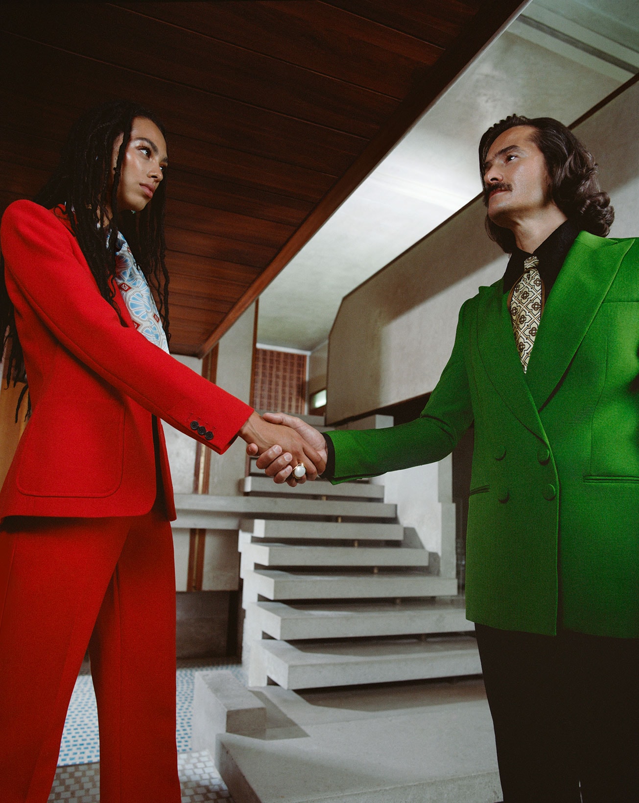 Casablanca Fall Winter Tailoring Collection Campaign Red Green Suit