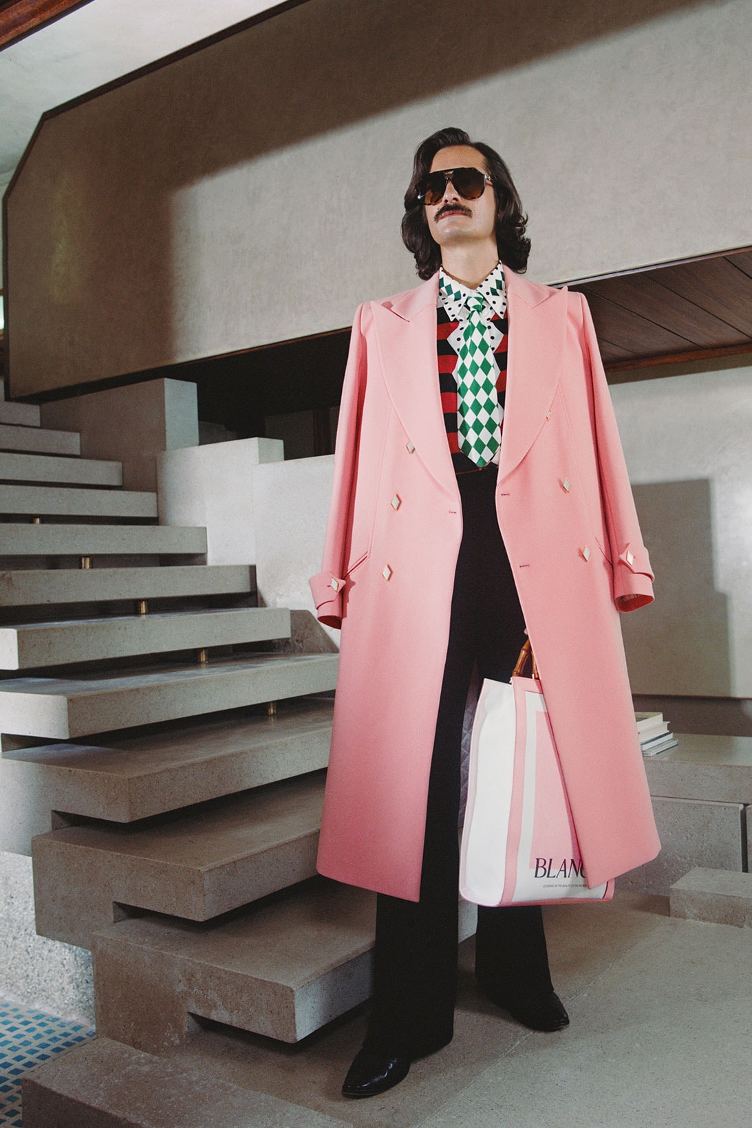 Casablanca Fall Winter Tailoring Collection Campaign Pink Jacket Long Coat