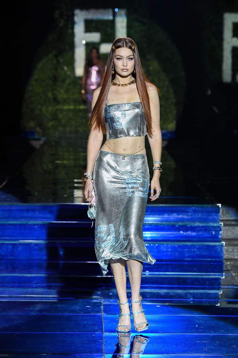 gigi hadid fendi versace fendace fashion week runway show