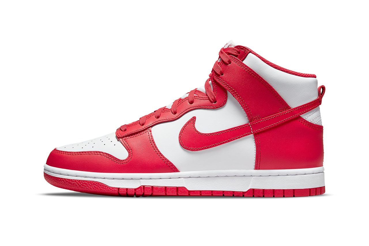 Nike Dunk High University Red White DD1399-106 Swoosh Laterals Upper