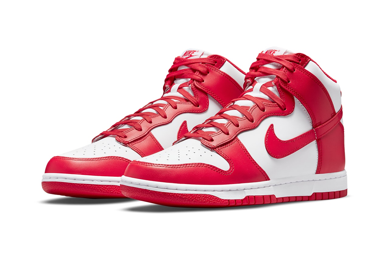 Nike Dunk High University Red White DD1399-106 Sneakers Details Shoelaces Swoosh