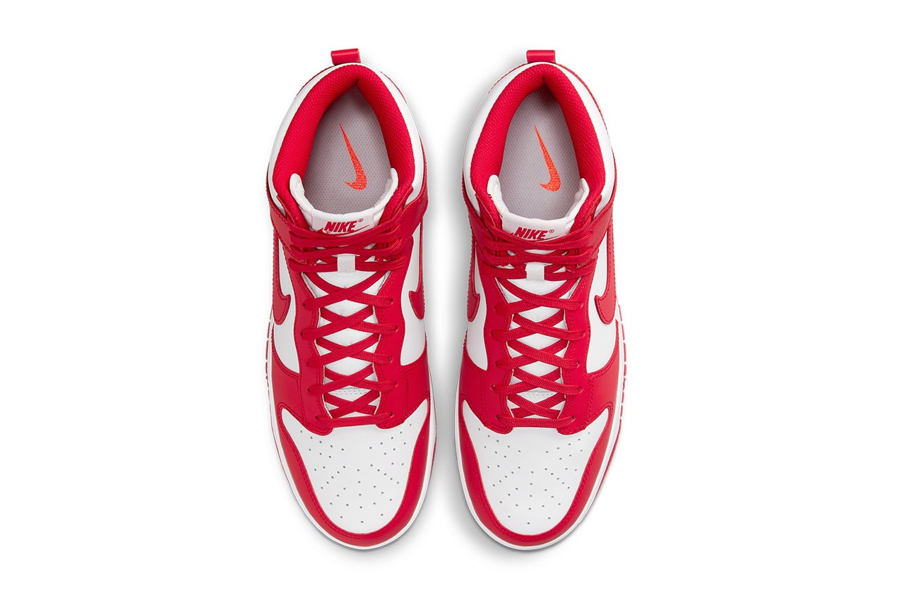 Nike Dunk High University Red White DD1399-106 Upper Shoelaces Tongue Details Sneakers