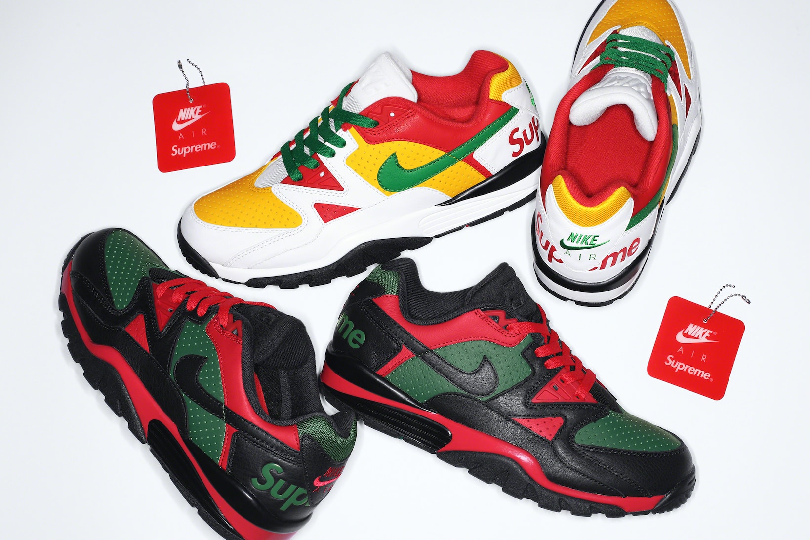 Supreme Nike Cross Trainer Low Sneakers Footwear Shoes Kicks Collaboration Black Red Green White Yellow