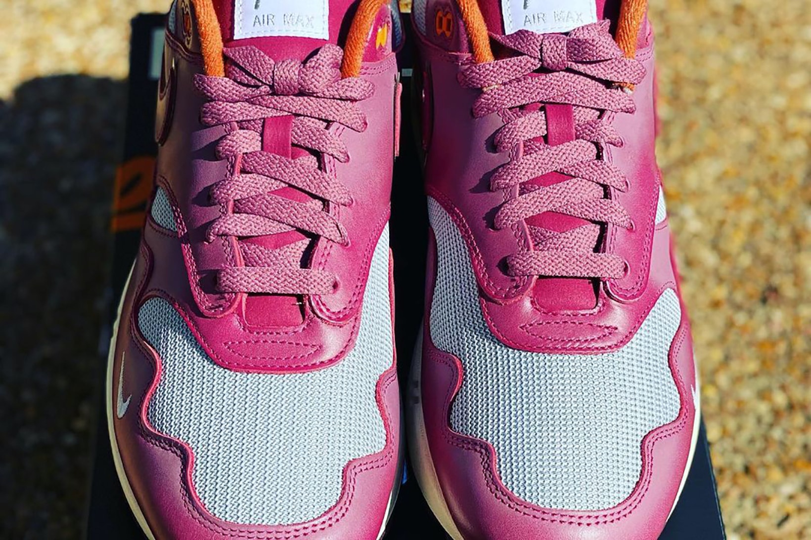 Patta Nike Air Max 1 AM1 Night Maroon Pink Orange Gray Sneakers Footwear Kicks Shoes