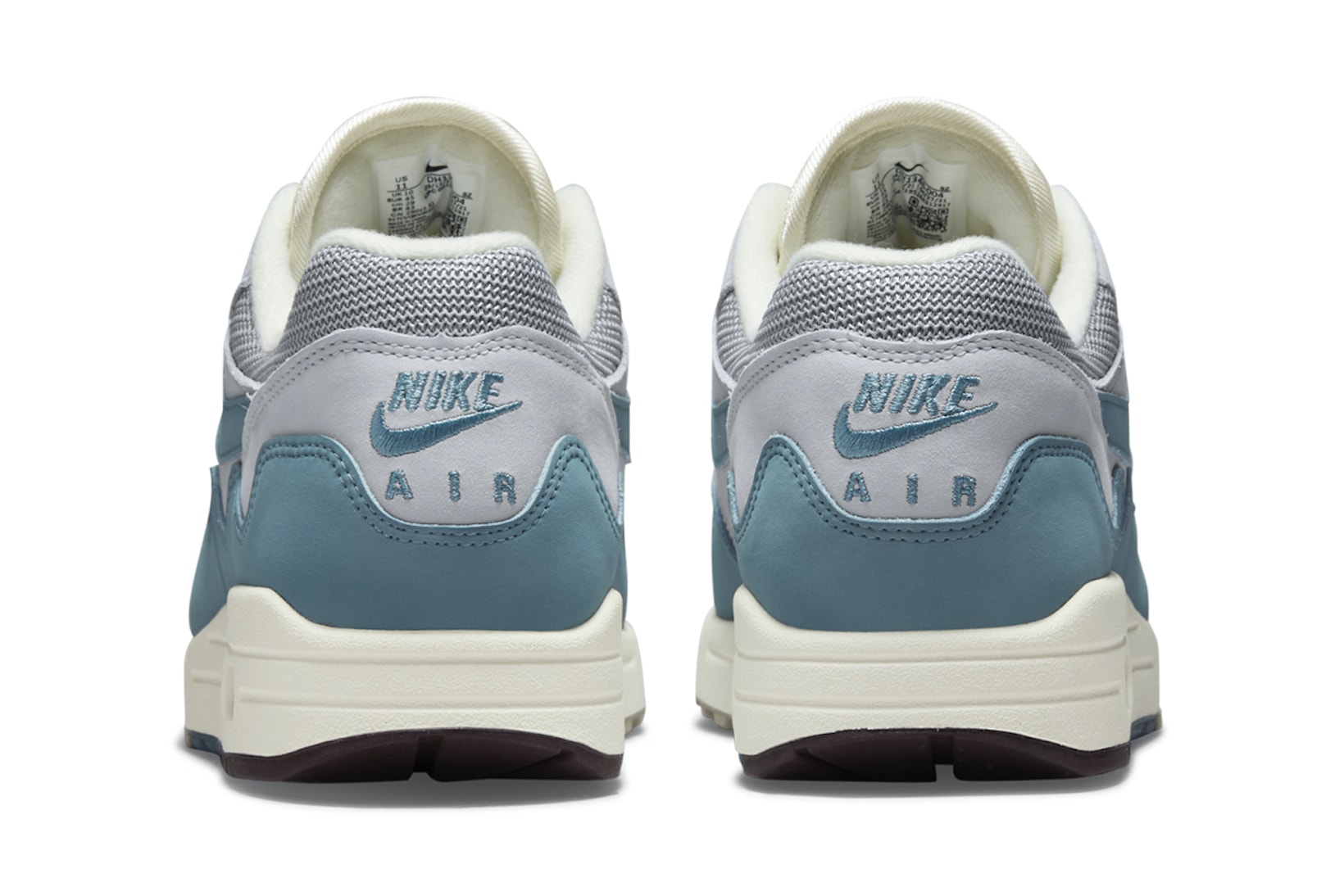 patta nike air max 1 am1 noise aqua blue gray white collaboration sneakers footwear kicks shoes heels