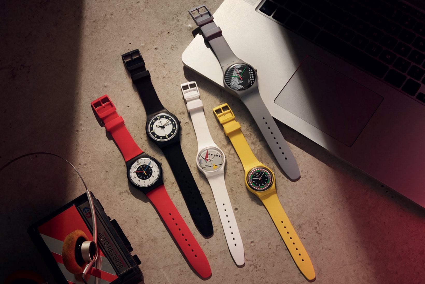 Swatch 1984 Reloaded Watch Collection BIOCERAMIC Red Black White Yellow Gray