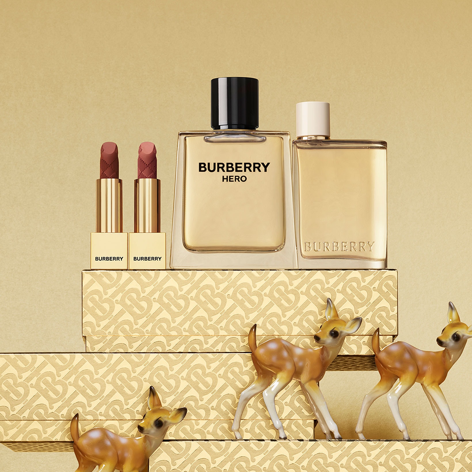 Burberry Beauty Makeup Festive Monogram Collection Lipsticks Perfume Deer