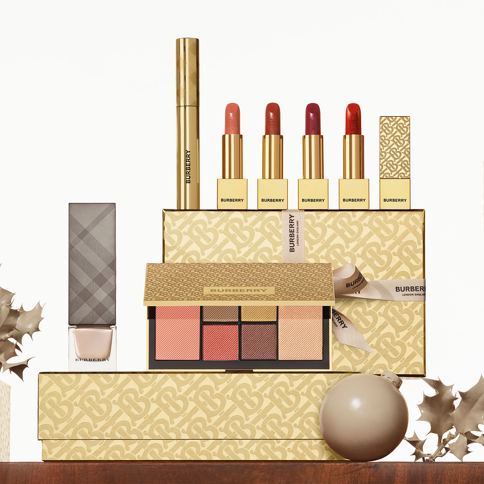 Burberry Beauty Makeup Festive Monogram Collection Blush Palette Lipsticks