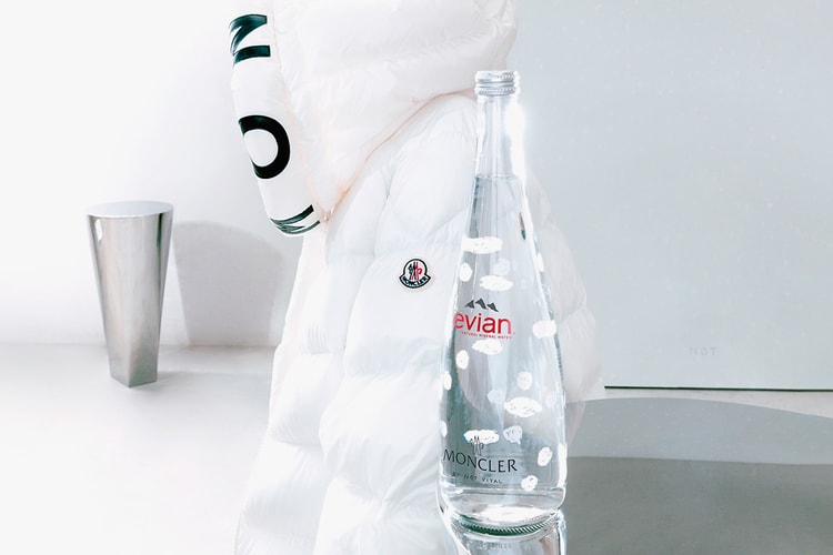 Moncler x evian's Limited-Edition Glass Bottle Is Covered in Snowflakes