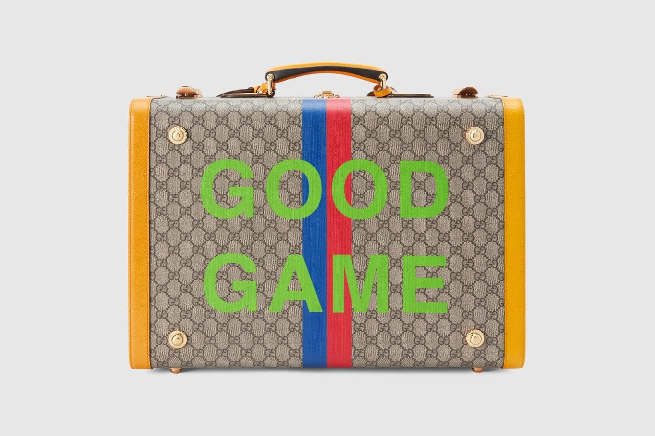 gucci microsoft xbox logos yellow tag gg monogram fashion handbag tease
