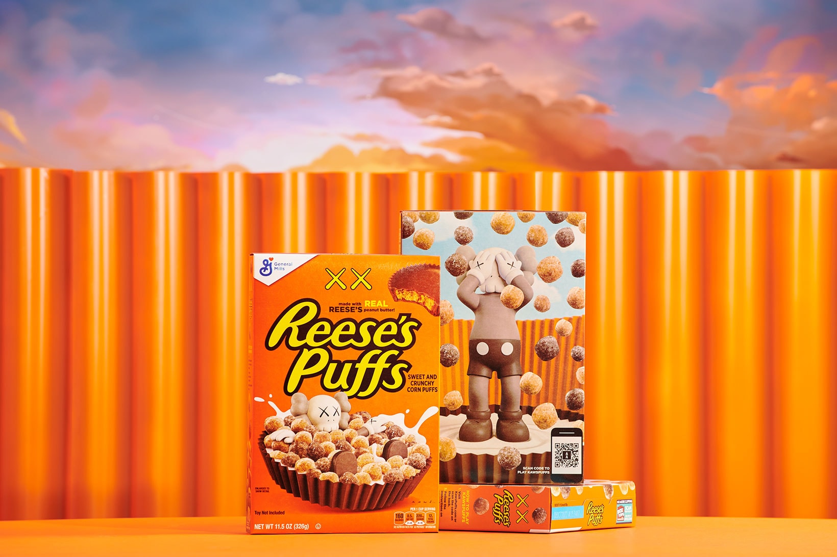 KAWS Reese's Puffs Cereal Collaboration Box Packaging